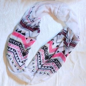 Women's Geometric Pink, Black Infinity Scarf